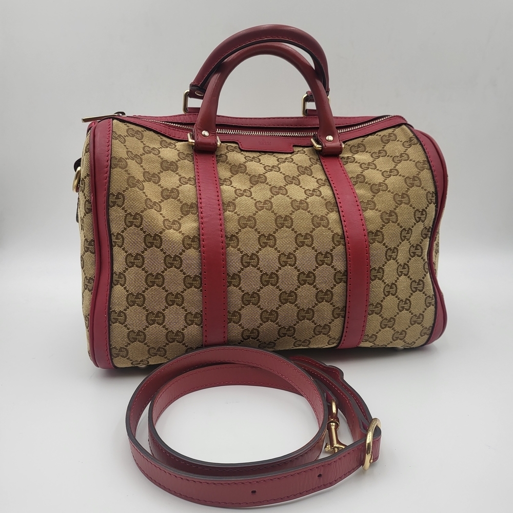 GUCCI Classic Monogram Canvas Joy Boston 30 Red, Authentic..